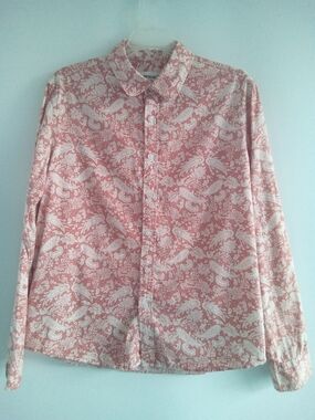 TUNEVUSE Pink Paisley Button Down Shirt Cotton Size S